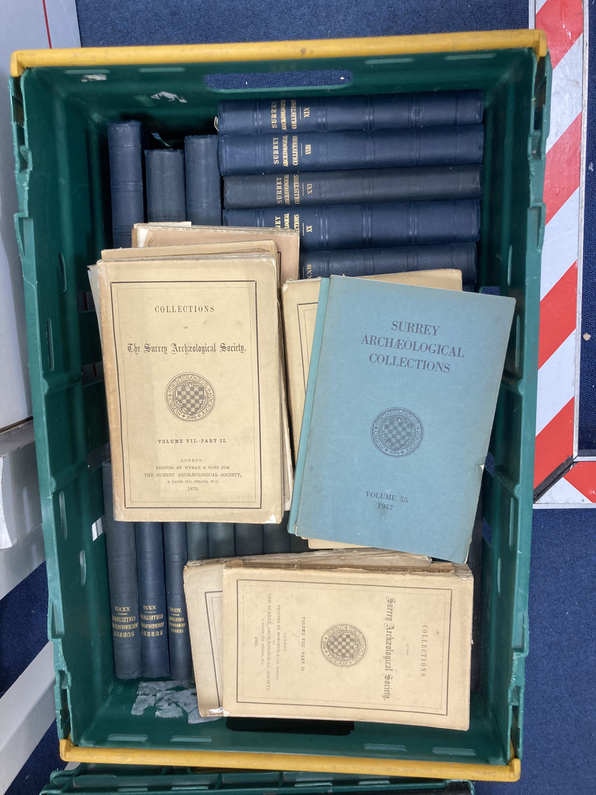 103 volumes of the Transactions/Collections of the Surrey Archaeological Society, ranging from 1856 to 1989, not a complete run.